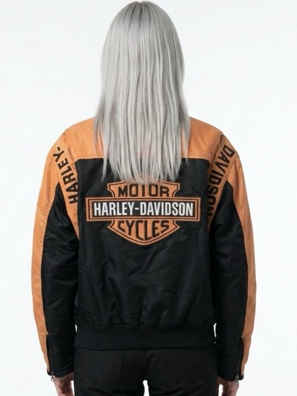 HARLEY DAVIDSON | Black & Orange Bomber Jacket Zip Front Men’s Size Small